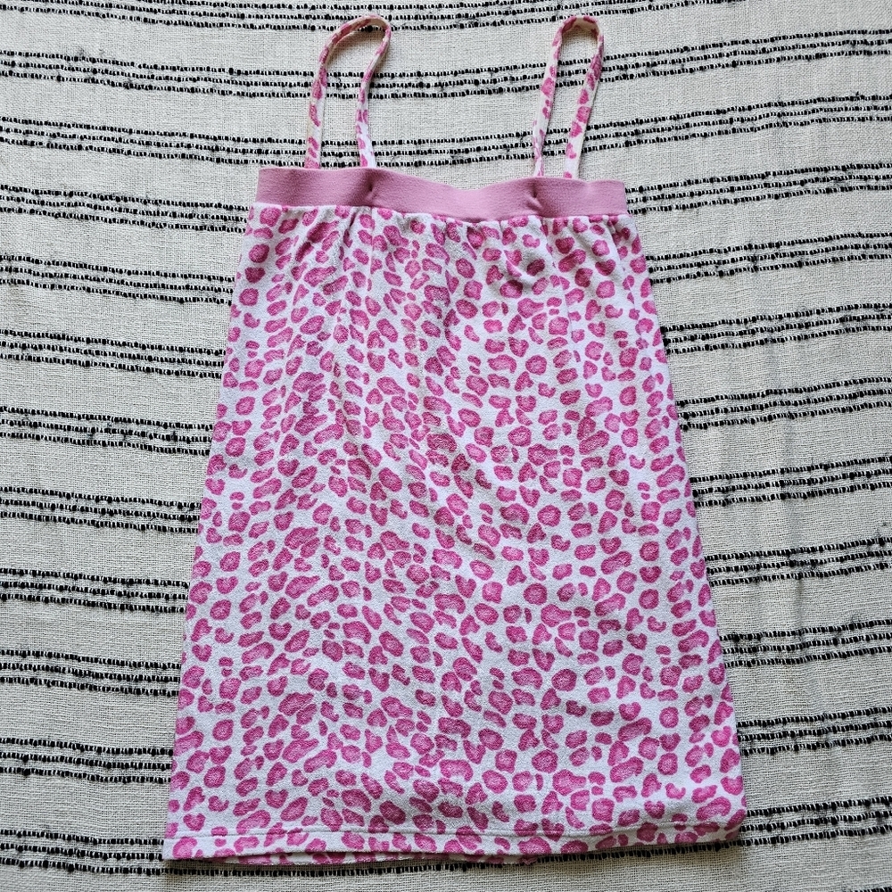 OP Pink and White Leopard Print Terry Bath Towel Wrap - Picture 9 of 11
